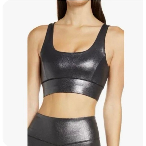 IVL Collective Foil Power SPORTS BRA ~ METALLIC ANTHRACITE ~8~Black - Picture 1 of 8